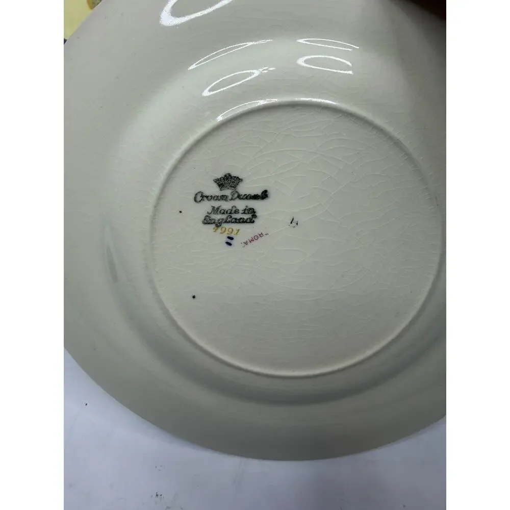 14 pc Crown Ducal Roma Pattern Gold Rim Salad and Dinner Plates Floral